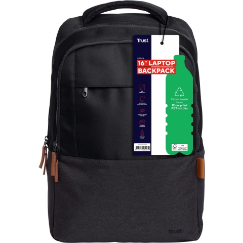 Trust Lisboa 16" Duurzame Laptop Rugzak - ECO - Zwart