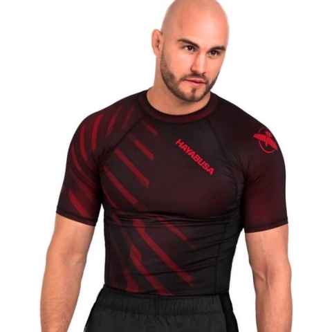 Hayabusa Odor Resist Rash Guard S/S Rood maat S