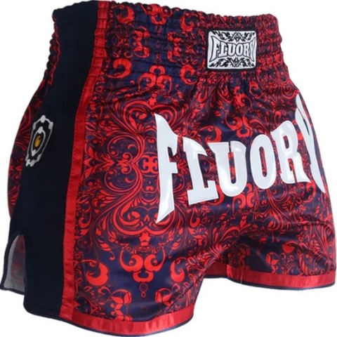 Fluory Muay Thai Short Kickboks Broek Rood Blauw MTSF29 maat S