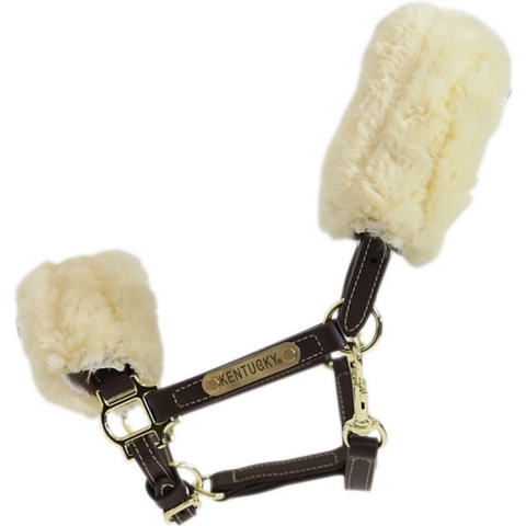 Kentucky Lederen pony halster sheepskin - maat Pony - brown