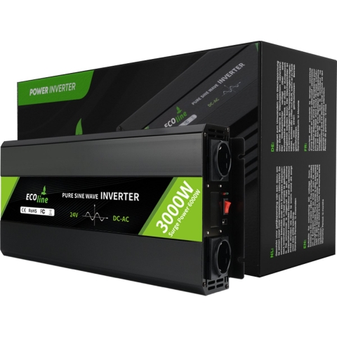 EcoLine - Omvormer 24V Naar 220V/230V - 3000w Vermogen - Zuivere sinus - Spanningomvormer