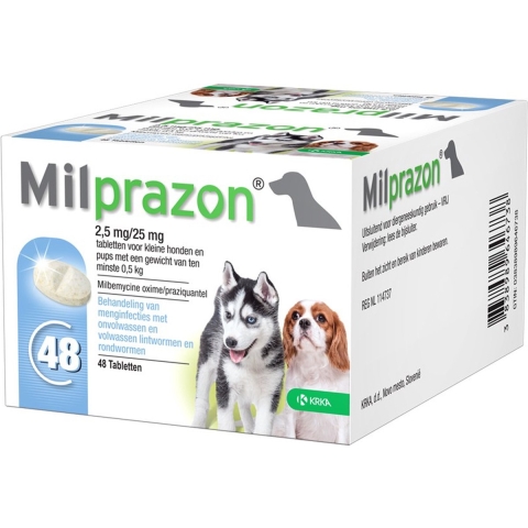 Milprazon Ontwormingsmiddel hond en puppy (0,5 - 5 kg) 48 tabletten