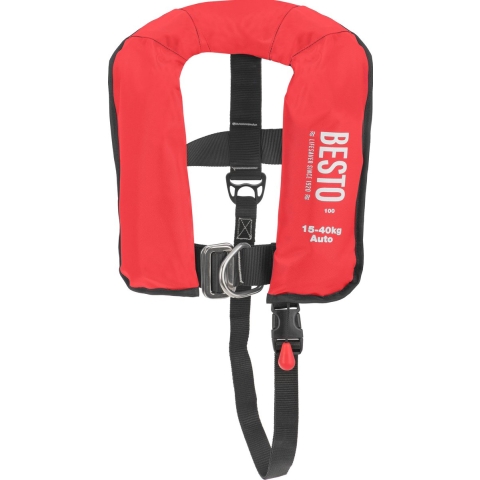 Besto Junior Inflatable 100N automatisch kinder reddingsvest rood (15-40 kg)