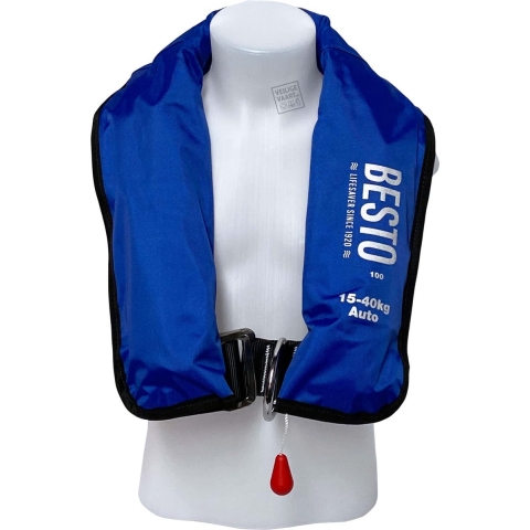 Besto Junior Inflatable 100N automatisch kinder reddingsvest blauw (15-40 kg)