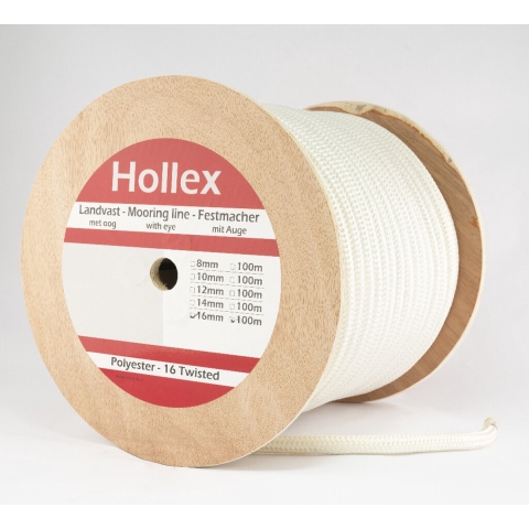 Hollex Gevlochten 14 mm Landvast rol 100 meter wit