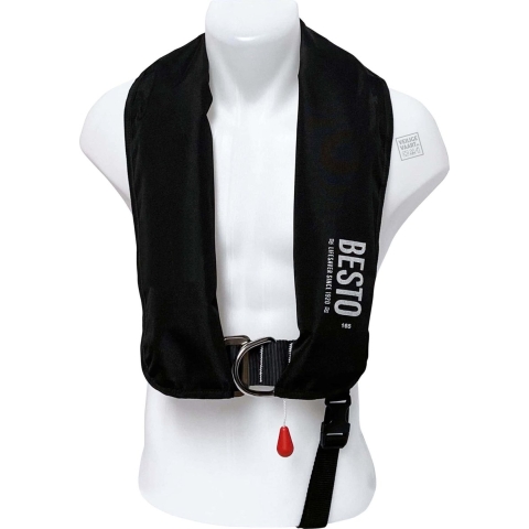 Besto Automatic 165N MH automatisch reddingsvest met harnas zwart