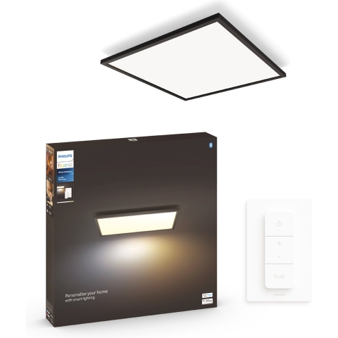 Philips Hue Aurelle White Ambiance groot vierkant zwart + dimmer