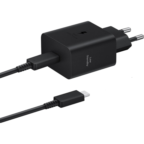 Samsung Super Fast Charging Oplader 45W Zwart + Usb C Kabel 1,8m Zwart Kunststof