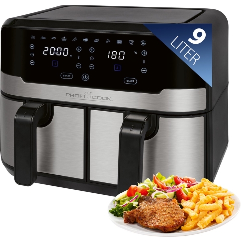 ProfiCook FR 1242 H - Dubbele Heteluchtfriteuse - Airfryer - 9 liter - 2400W
