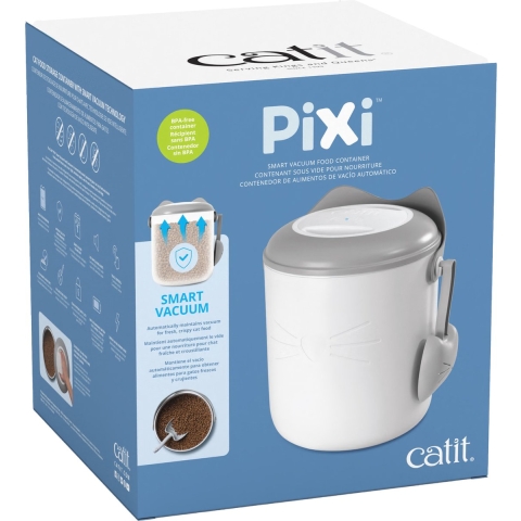 Catit Pixi Vacuum Food Storage Bin 9,6L - 26 x 24,5 x 29,5 cm - wit/grijs
