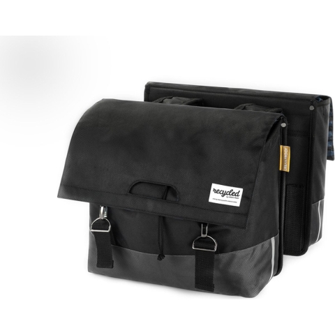 Dubbele fietstas 55L Recycled - Zwart/Grijs
