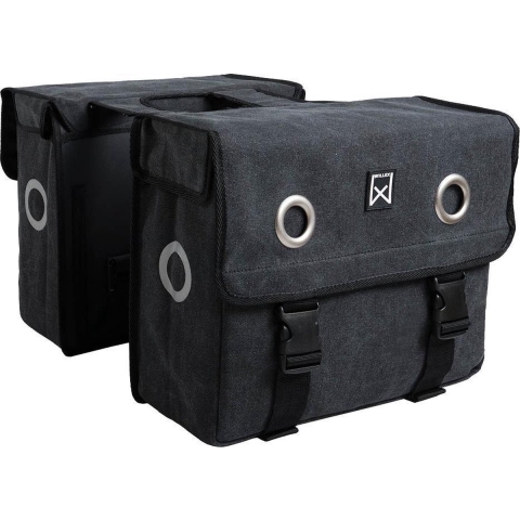 Dubbele fietstas Canvas Tas 40L Zwart