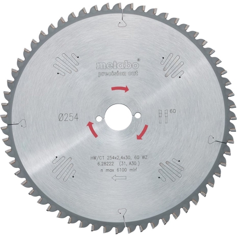 Metabo 628224000 Precision Cut Cirkelzaagblad - 315 X 30 X 48T - Hout