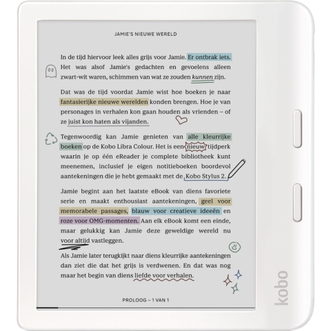 Kobo Libra Colour Wit - 7 Inch 32 Gb (ongeveer 24.000 E-books) Waterdicht (ip8x)