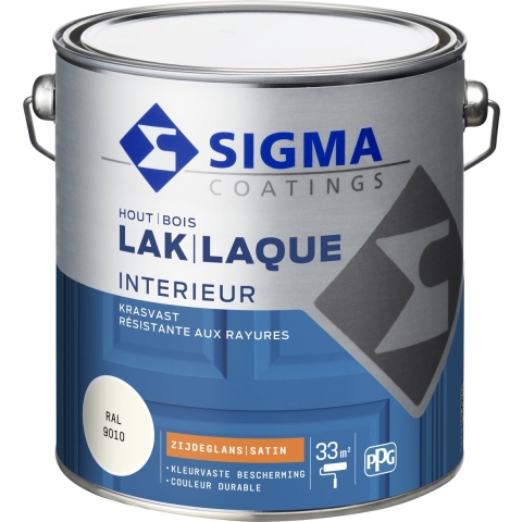 Sigma Houtlak Interieur Hoogglans - Ral 9010 - 2.5L