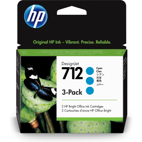 HP 712 29 ml inktcartridge voor DesignJet, cyaan, 3-pack