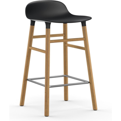 Normann Copenhagen Form Barstool Barkruk 65cm Met Eiken Onderstel Zwart