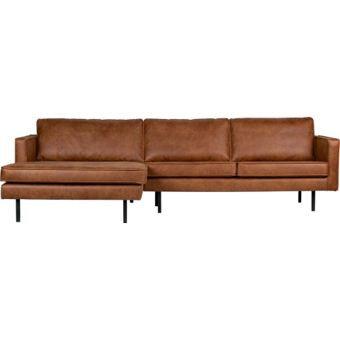 BePureHome Rodeo 3-zits Bank Met Chaise Longue Links Cognac