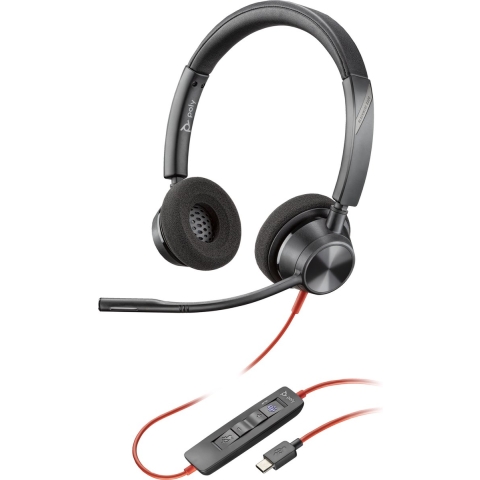 Poly Blackwire 3320 Stereo Microsoft Teams Certified USB-C Headset + USB-C/A adapter