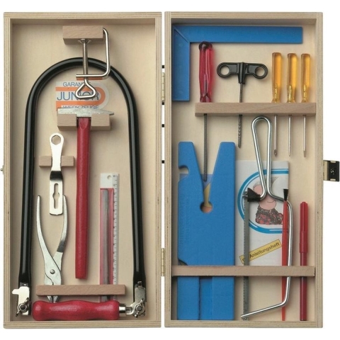 Figuurzaag set in kist voor kinderen hobby/knutselmateriaal -