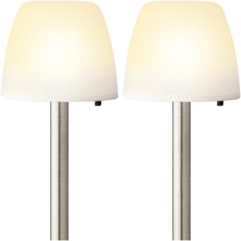 Set van 6x stuks solar tuinlamp/prikspot schemerlamp op zonne-energie 28 cm -