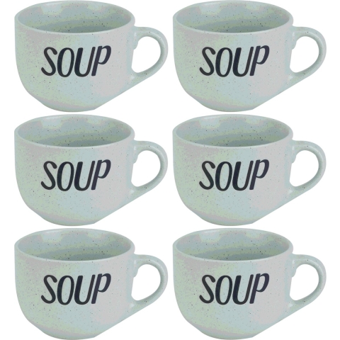 12x Groene soepbekers van aardewerk 11 cm 510 ml -