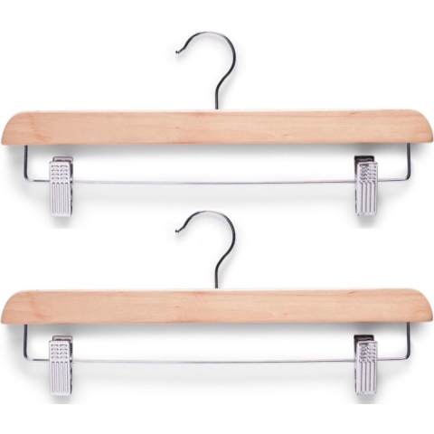 20x Luxe houten broekhangers/cliphangers kledinghangers 36 cm -