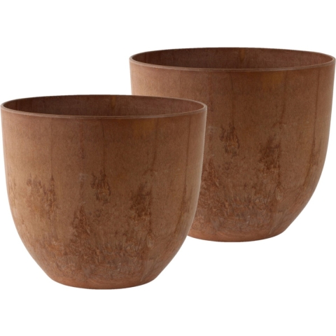 3x stuks bloempot/plantenpot van gerecycled kunststof terra bruin D28 en H24 cm -