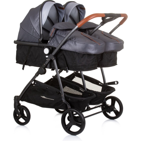 Chipolino Duo Smart Opvouwbare Kinderwagen voor 2 Kids Silver Grey