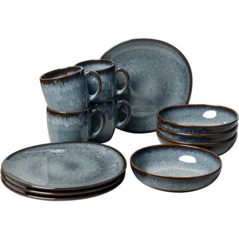Villeroy & Boch Serviesset Lave - Grijs - 12-delig / 4 personen