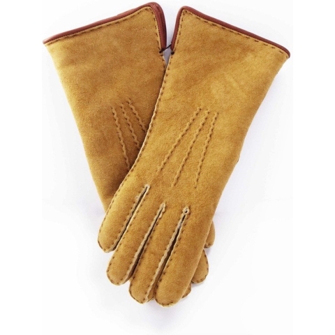 Beige Lammy handschoenen suede voor dames 7 (M - 24 cm) -