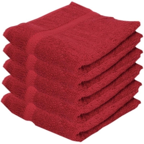 5x Voordelige badhanddoeken rood 70 x 140 cm 420 grams -