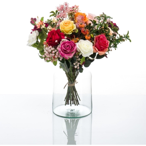 Kunstbloemen boeket rozen - medium - Classic Rose - kunst zijdebloemen -