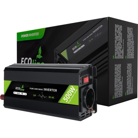EcoLine - Omvormer 12V Naar 220V / 230V - 500w Vermogen - Zuivere sinus - Spanningomvormer