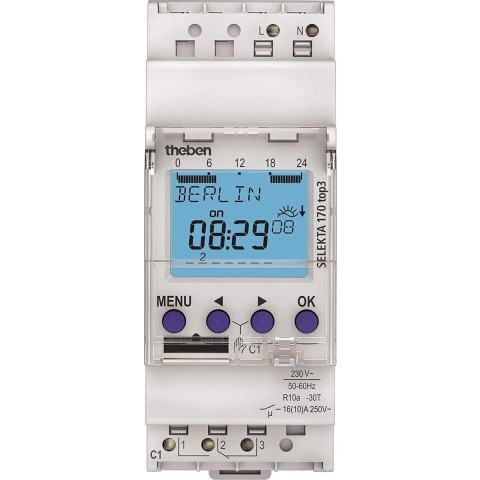 Theben 1700130 Schakelklok Digitaal Weekprogramma 2600 W IP20 Astro-functie