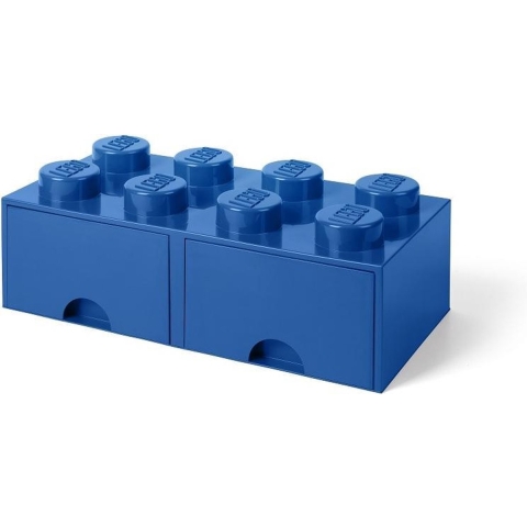 Opbergsteen met 8 noppen en 2 lades - blauw