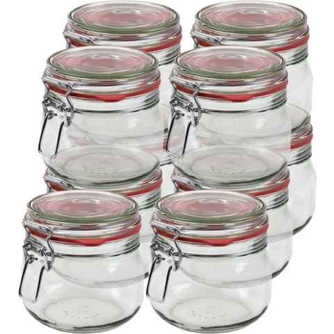 10x Weckpotten/inmaakpotten 500 ml met beugelsluiting -