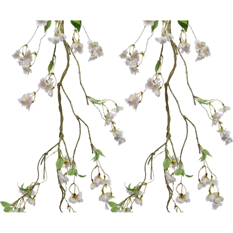 3x stuks kunstbloem/bloesem takken slingers - wit/roze - 130 cm -