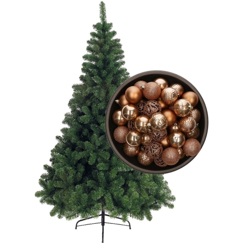Bellatio Decorations kunst kerstboom 120 cm met kerstballen camel bruin -
