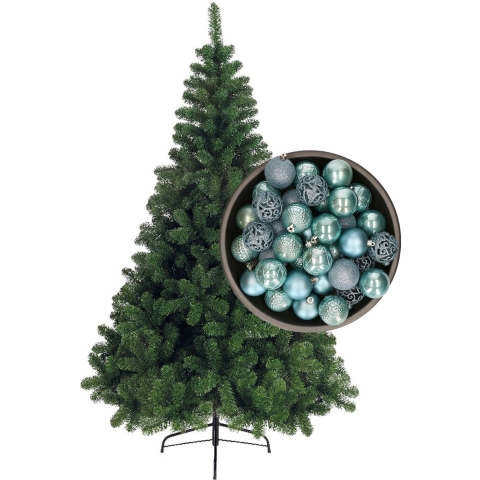Bellatio Decorations kunst kerstboom 180 cm met kerstballen ijsblauw -