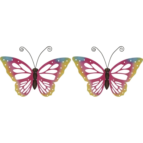 Set van 3x stuks grote roze vlinders/muurvlinders 51 x 38 cm cm tuindecoratie -