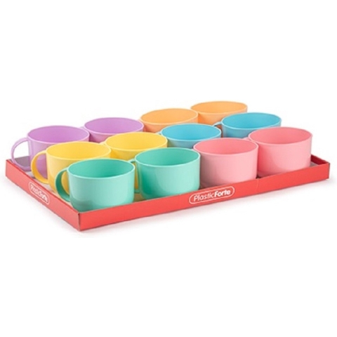 48x Gekleurde drinkbekers/soepkommetjes kunststof 570 ml -