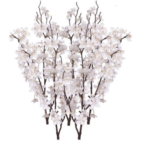 5x Stuks witte appelbloesem kunstbloem/tak met 57 bloemetjes 84 cm -