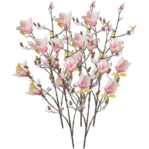5x Roze Magnolia kunstbloemen tak 105 cm -