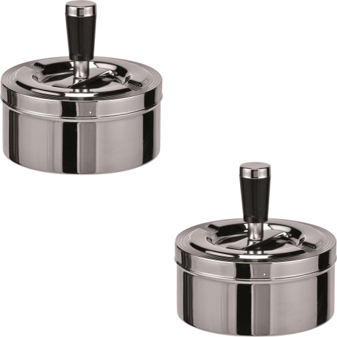 10x Verchroomde draaiasbakken/drukasbakken 11 cm -