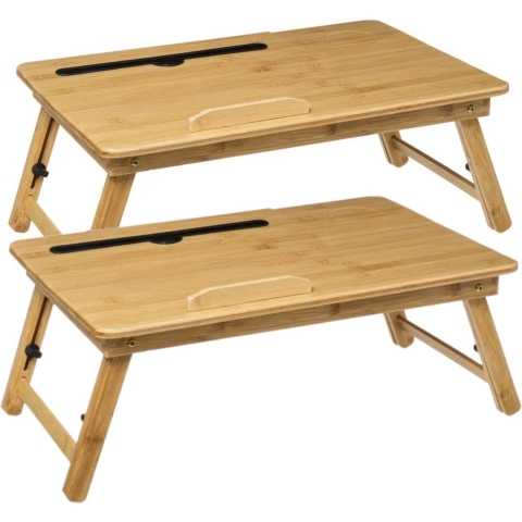 2x stuks ontbijt op bed/laptoptafeltjes/dienbladen Smart 54 x 34 cm bamboe -
