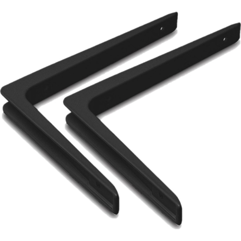 Set van 10x stuks planksteunen/ plankdragers zwart gelakt aluminium 25 x 20 cm tot 50 kilo -