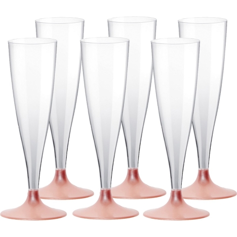 Champagneglazen - 100x - plastic - 140 ml - rose goud - herbruikbaar -