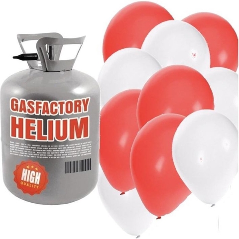 Helium tank met bruiloft 50 ballonnen -