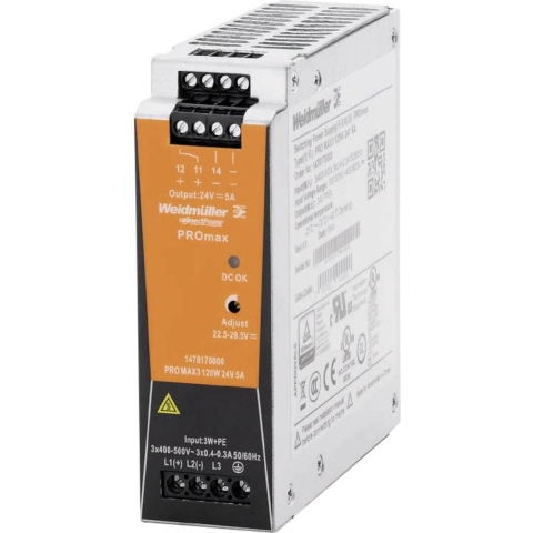 Weidmüller PRO MAX3 120W 24V 5A DIN-rail netvoeding 12 V/DC 5 A 120 W Inhoud: 1 stuk(s)